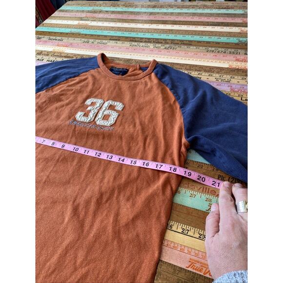 American Eagle Mens Henley 90s XS Y2K Sweatshirt Long Sleeve Graphic Raglan - Picture 8 of 10